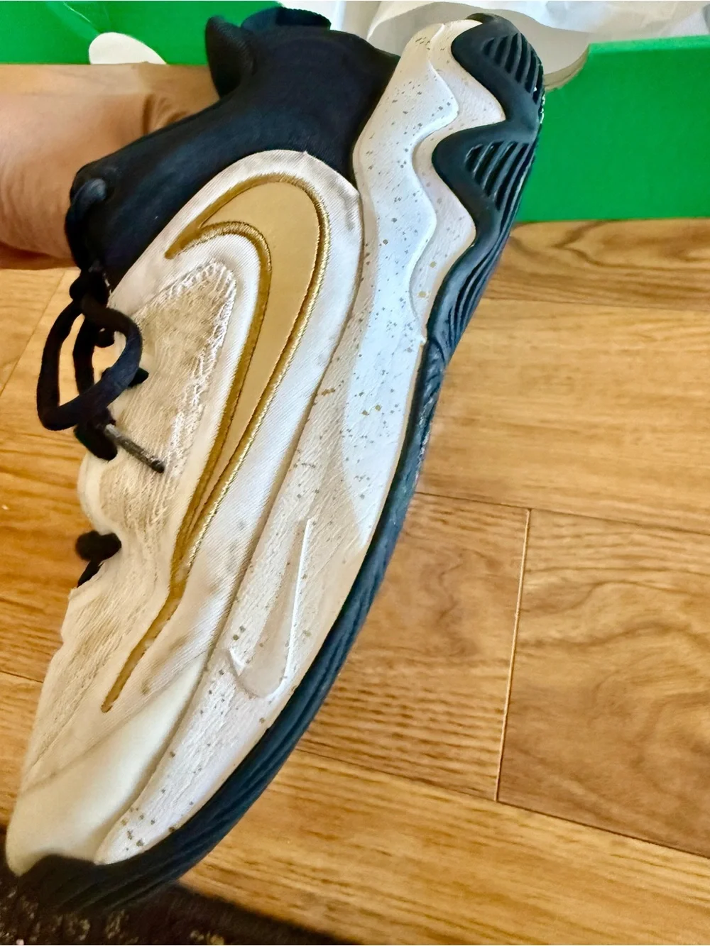 Nike Kids' White and Gold Athletic Shoes